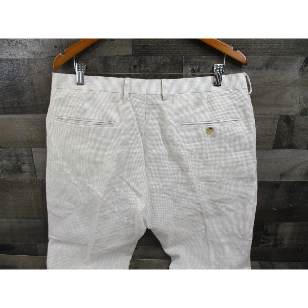 J Crew Thompson Pants Mens 36x32 Beige Tapered 100% Linen Dress Slacks Formal - Picture 8 of 16